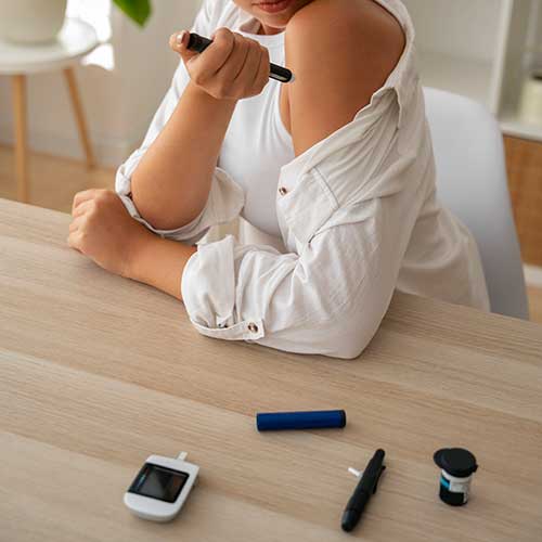 Insulin pump delivering precise doses.