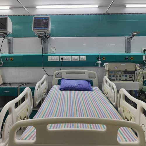 Laparoscopic surgery being performed in a sterile operating room for minimally invasive abdominal procedure.